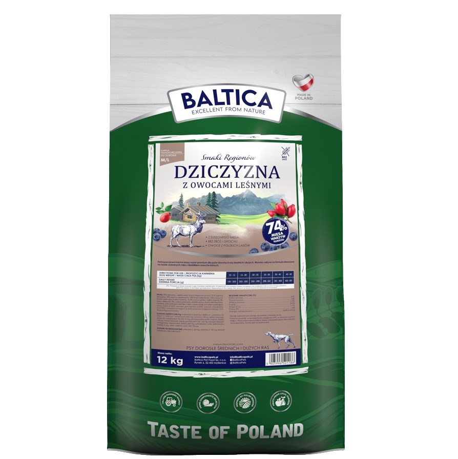 BALTICA Smaki regionów Jelen z gozdnimi plodovi 12 kg - odrasli psi