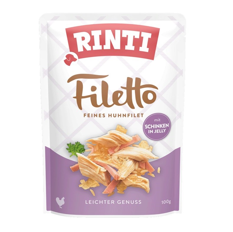 RINTI Filetto Piščančji file s pršutom - Mokra hrana za pse - 100g