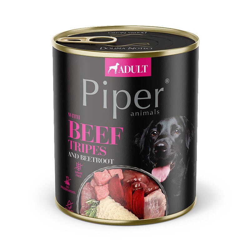 Dolina Noteci Piper Želodec z govejim drobom - Mokra hrana za pse - 800g