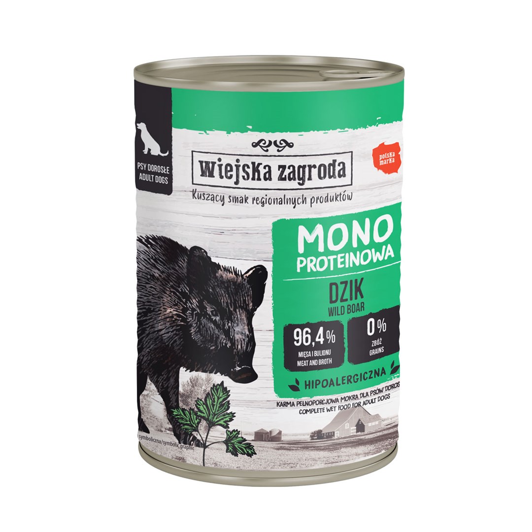 WIEJSKA ZAGRODA Monoproteinska divja svinja - Mokra hrana za pse - 400 g