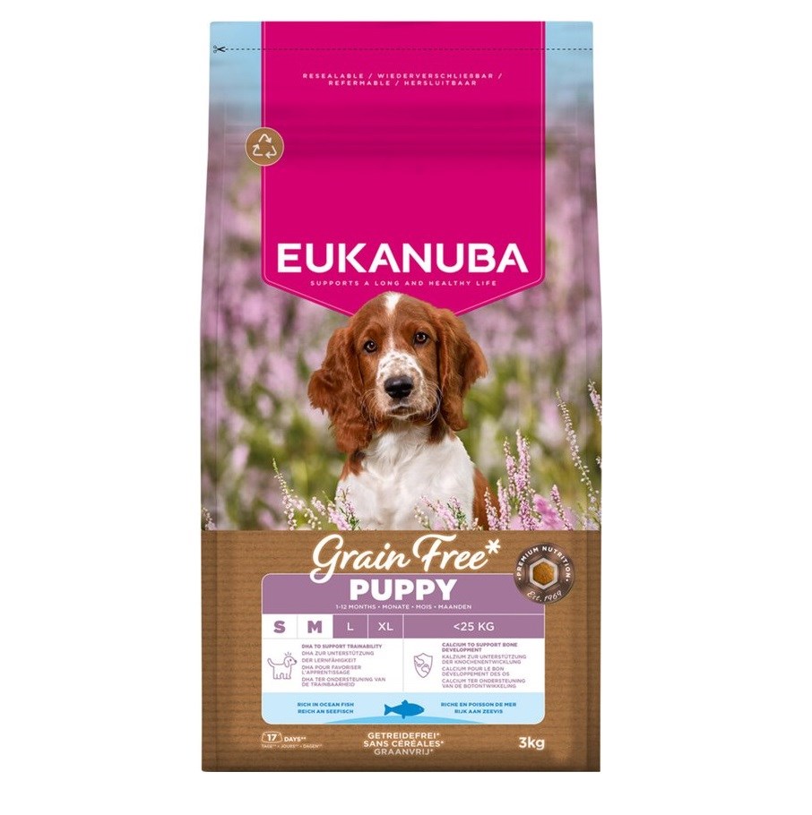 EUKANUBA Grain Free Puppy Small/Medium Ocean Fish - suha hrana za mladiče - 3 kg