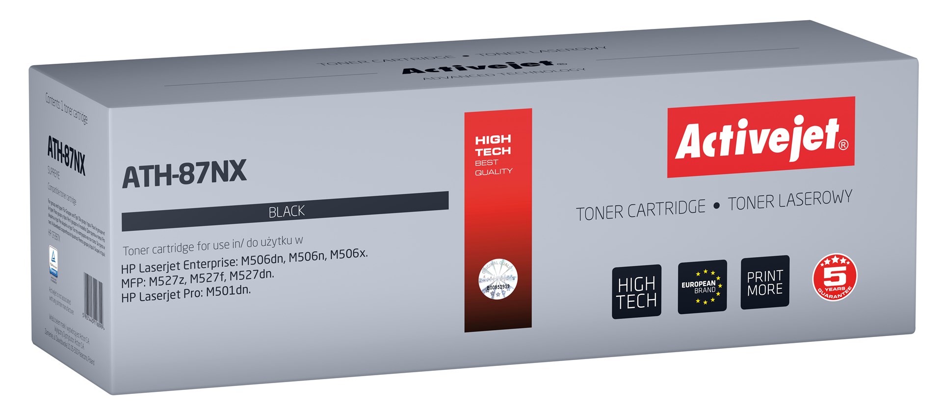 Toner Activejet ATH-87NX (nadomestilo za HP 87X CF287X) za HP, črn, 18000 strani