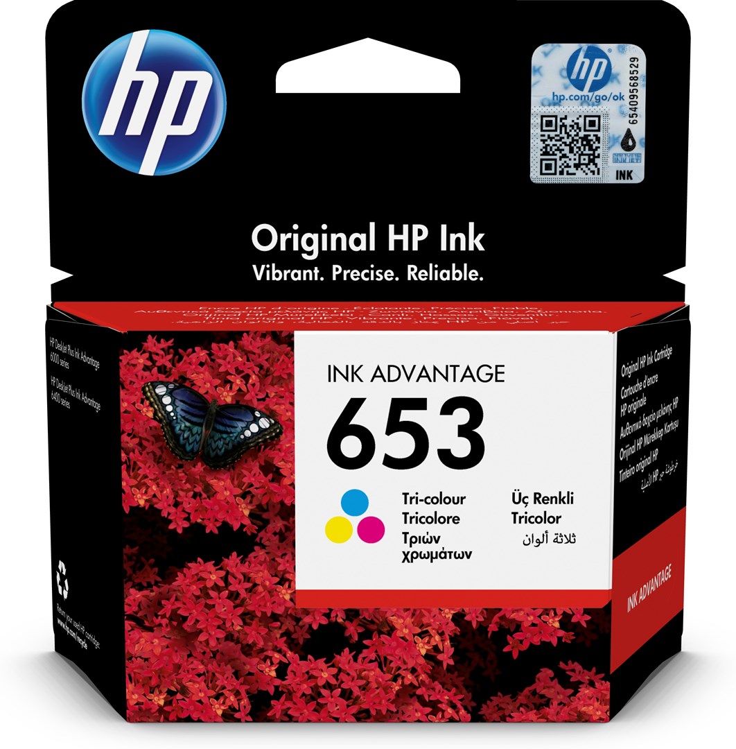 HP 653 kartuša s črnilom, Original, Standard Yield, cian, magenta, rumena