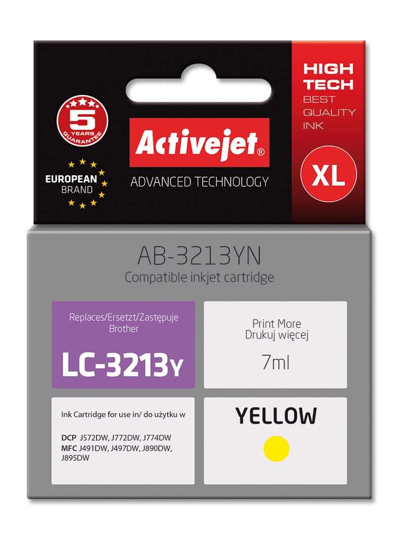 Zamjenska tinta Activejet AB-3213YN za Brother LC3213Y, 7 ml, žuta