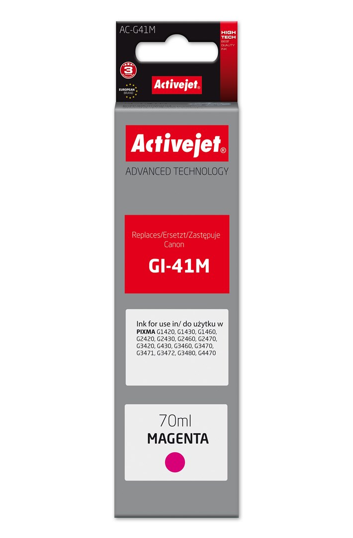 Nadomestna črnila Activejet AC-G41M (za Canon GI-41M), 70 ml, magenta