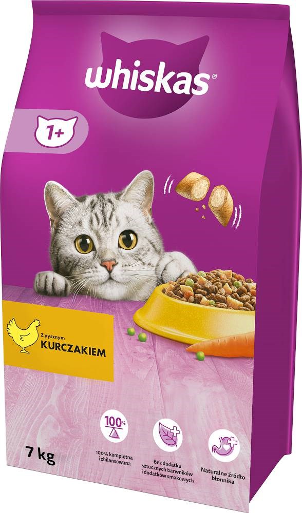 WHISKAS (WHS) Suha hrana za odrasle mačke s piščancem, 7 kg