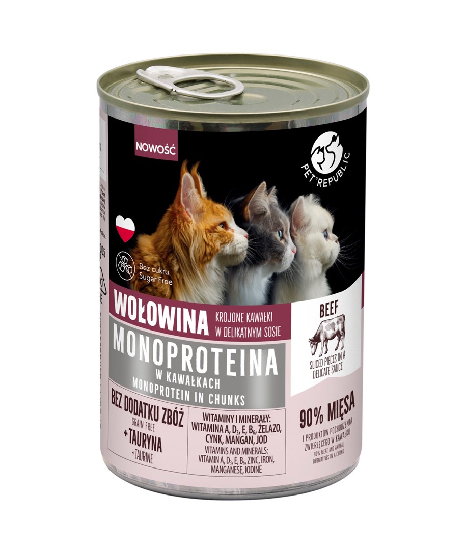 PET REPUBLIC Monoprotein Govedina v omaki - mokra hrana za mačke - 400g
