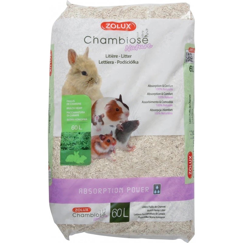 ZOLUX Chambiose Nature - Rastlinska vlakna podlaga za glodalce, zajce - 60L, 7kg