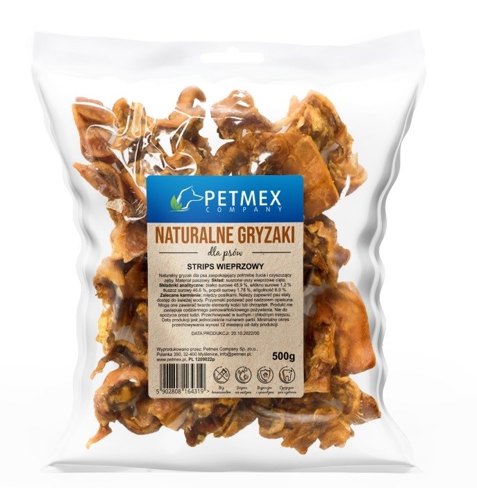 PETMEX Svinjski trakovi za žvečenje za pse, 500g