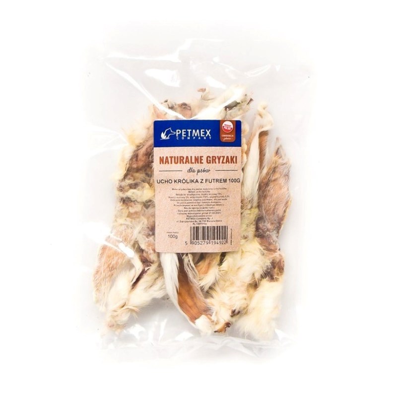 PETMEX pasja poslastica - zajčje uho s krznom 100 g