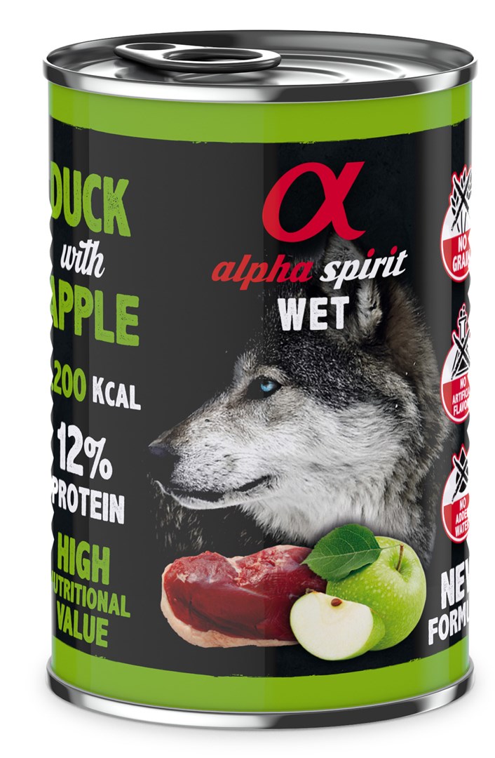 ALPHA SPIRIT WET Račje meso z jabolkom - mokra hrana za pse, 400 g