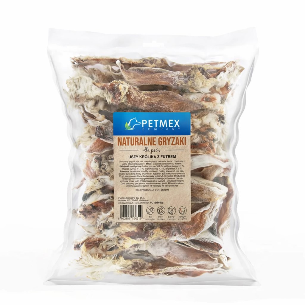 PETMEX priboljški za pse – zajčja ušesa s krznom, 200g (PTX)