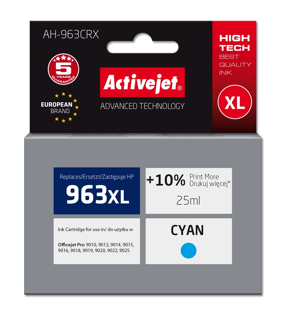Nadomestna kartuša Activejet AH-963CRX za HP, cian, 1760 strani