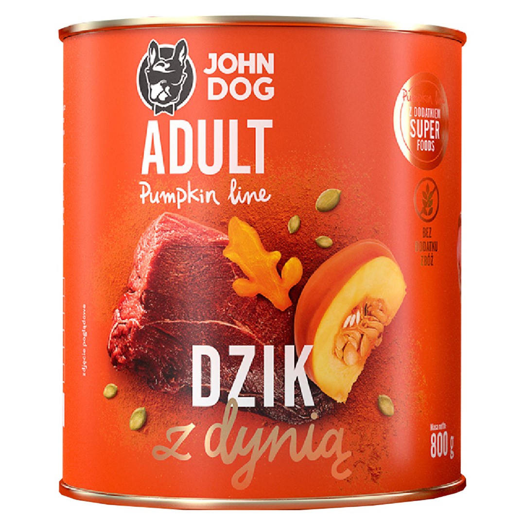 JOHN DOG Pumpkin Line Adult Monoprotein divji prašič s bučo - mokra hrana za pse - 800g