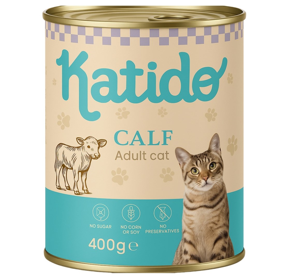 KATIDO Hrana za mačke, teletina, 400g