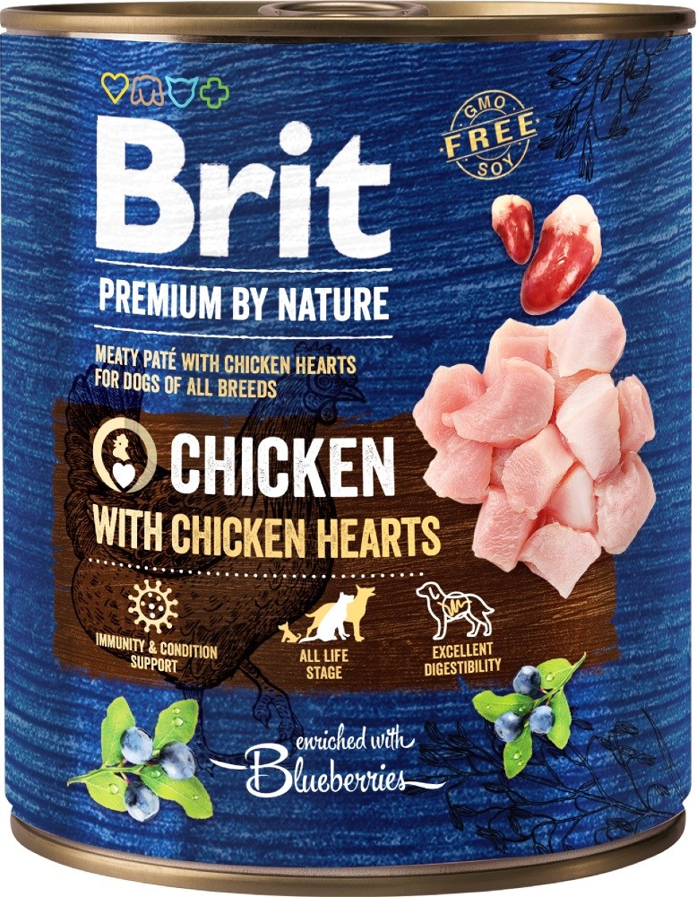 BRIT Premium by Nature Piščanec s srcami - Mokra pasja hrana - 800 g