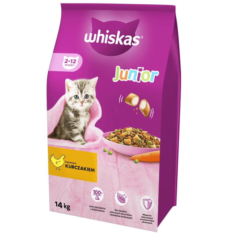 WHISKAS Junior s piščancem - suha hrana za mačke, 14 kg