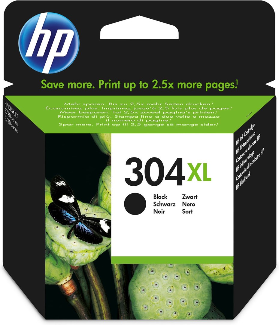 HP 304XL črn originalna kartuša, črnilo na pigmentni osnovi