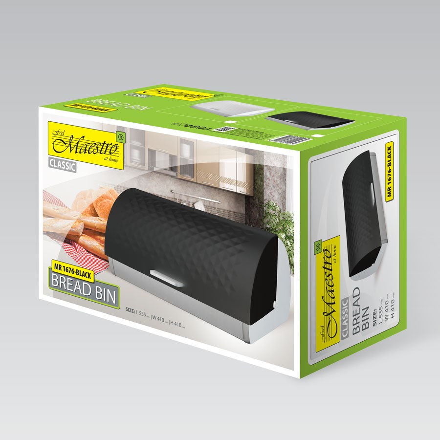 Maestro posoda za kruh MR-1676-BLACK, črna