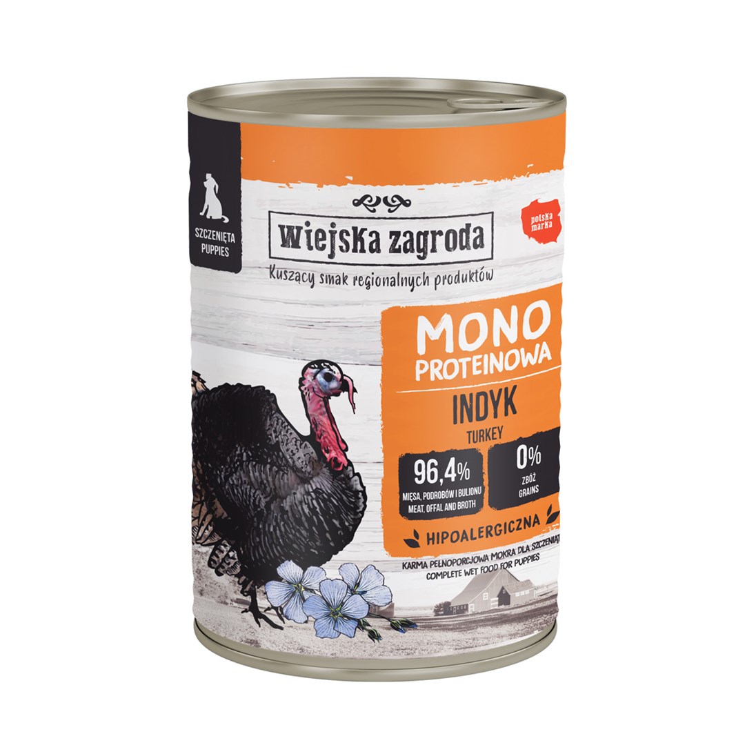 WIEJSKA ZAGRODA za mladiče Monoprotein Purán - mokra hrana - 400g