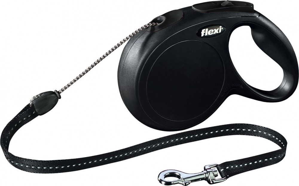 Flexi New CLASSIC 8 m črn uvlačni povodec za pse - vrvica