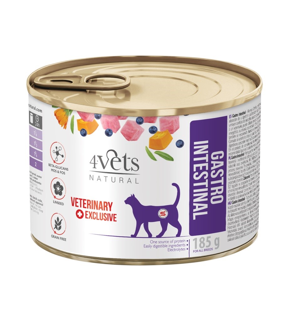 4VETS Natural Gastro Intestinal mokra hrana za mačke, s puranom, 185 g