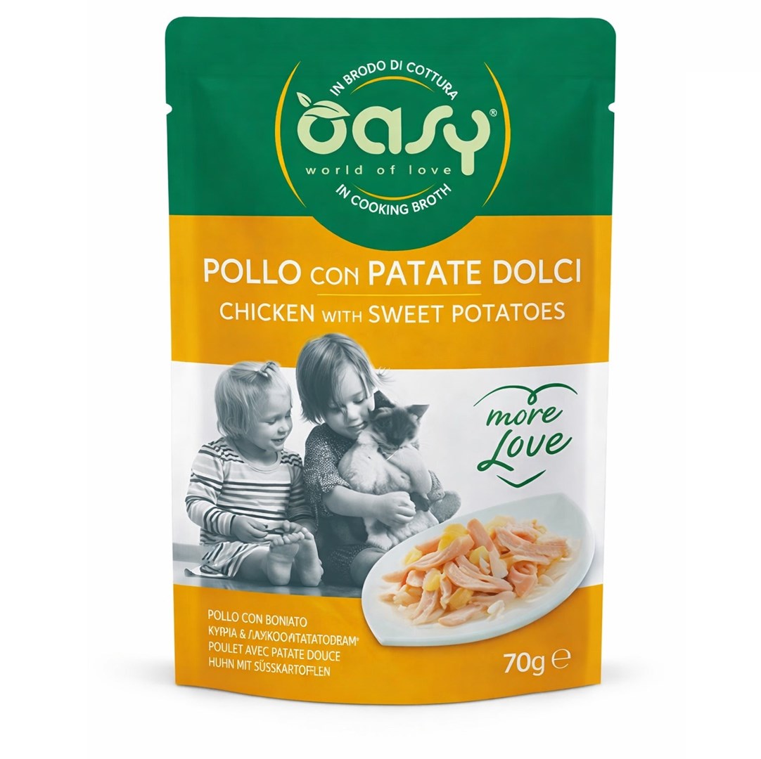 OASY More Love piščanec s sladkim krompirjem - mokra hrana za mačke - 70g