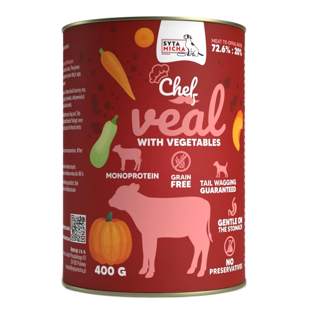SYTA MICHA Chef goveje meso z zelenjavo - mokra hrana za pse - 400g