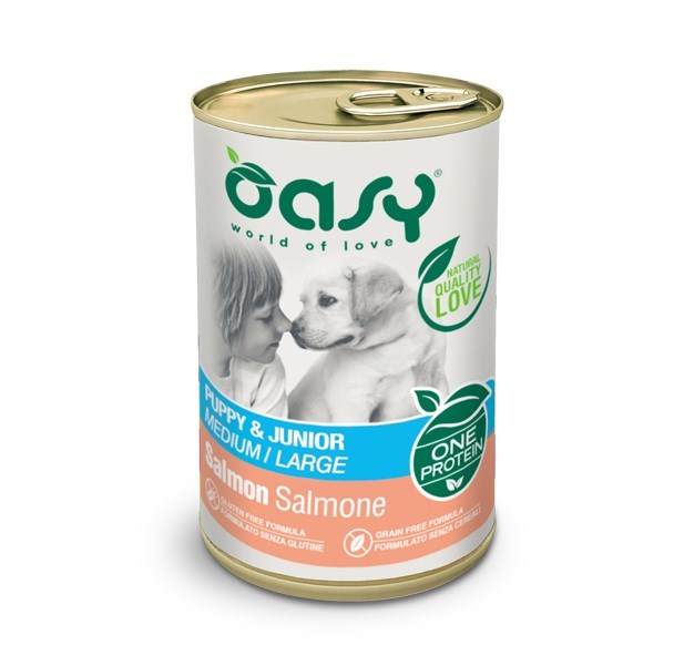 OASY One Protein Puppy & Junior Srednje/Velike pasme, losos - mokra hrana za pse - 400g