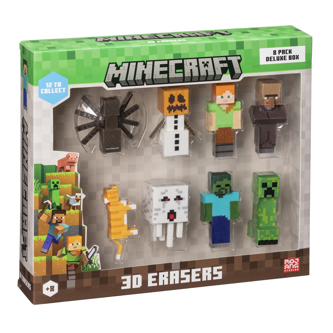 PKW Pisarniški gumici Minecraft 3D - 8 kosov, Deluxe Box Ver. B