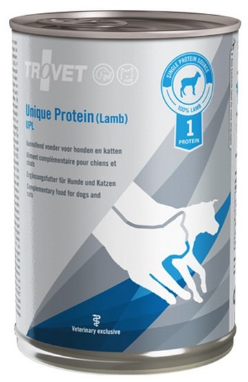 TROVET Unique Protein UPL z jagnjetino – Mokra hrana za pse in mačke – 400 g