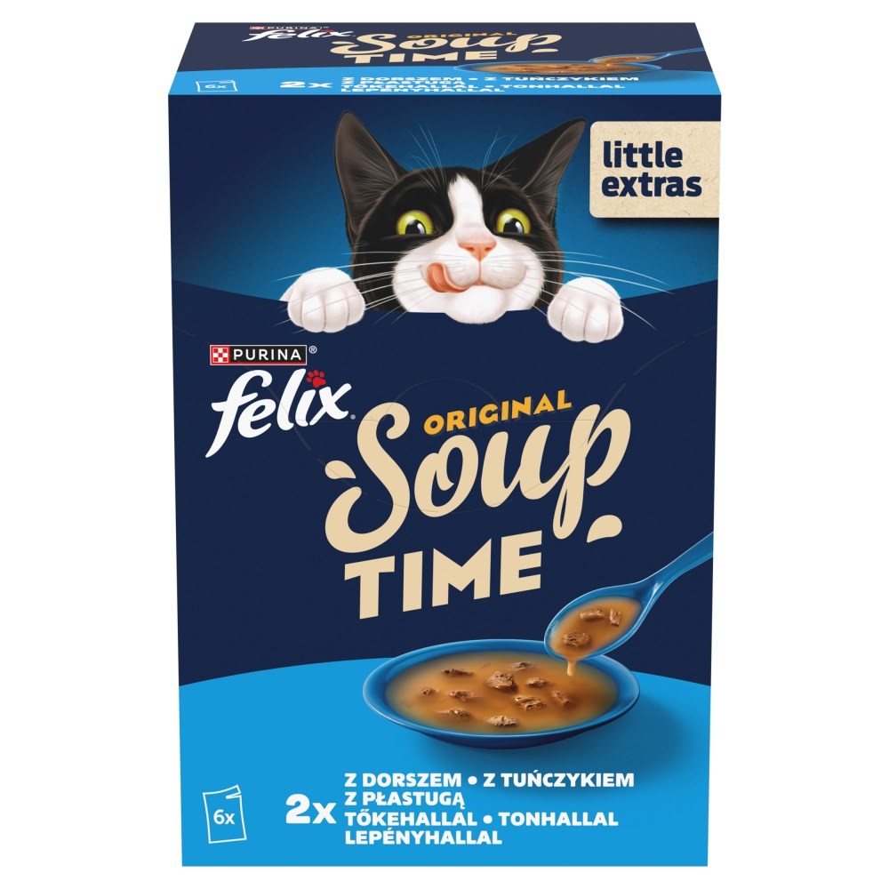PURINA Felix Soup Time Mokra hrana za mačke, ribji okus, 6x48g