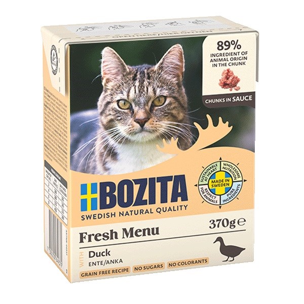 BZT Mokra hrana za mačke BOZITA Fresh Menu, račje meso v omaki, 370g