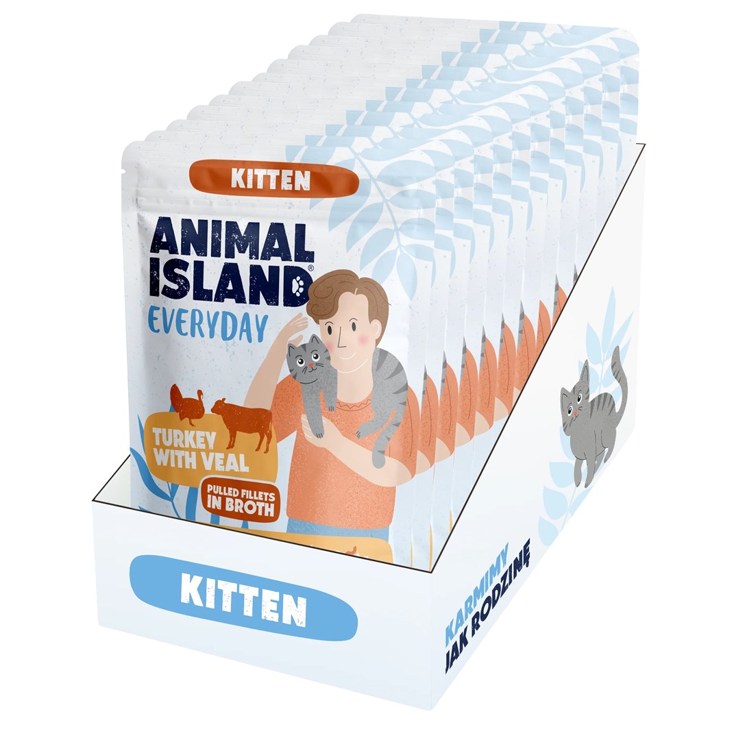 ANIMAL ISLAND Everyday Kitten Purrfect Turkey s teletino - mokra hrana za mačke - 12x85g