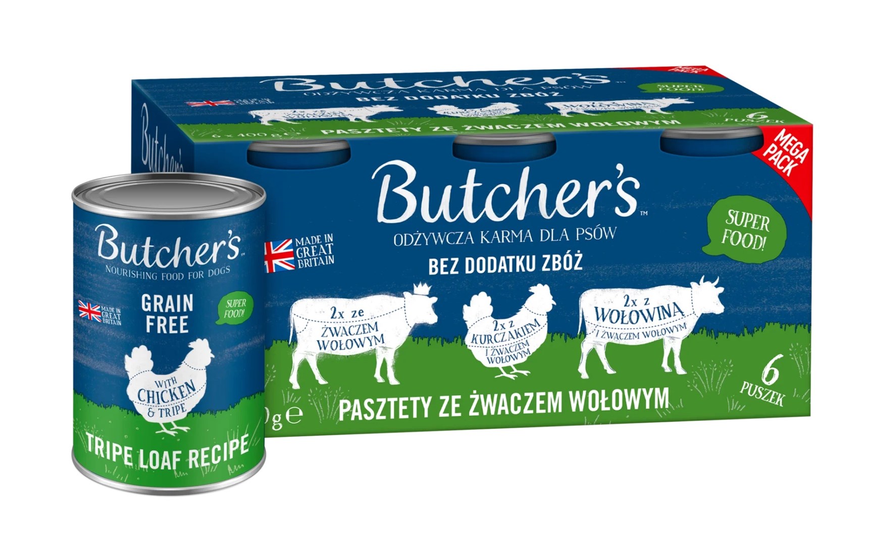 BUTCHER'S Original Mega pack - mokra hrana za pse, mešanica govejega, 6 x 400 g