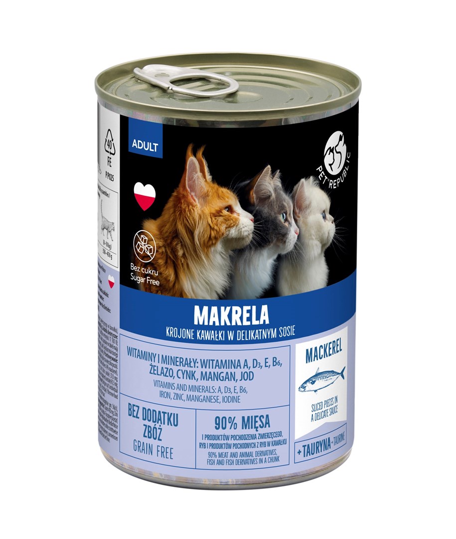 PETREPUBLIC Mokra hrana za mačke z Mackerel v omaki - 400g