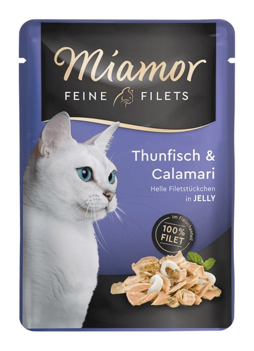 MIAMOR Feine Filets Tuna z lignji - mokra hrana za mačke, 100g