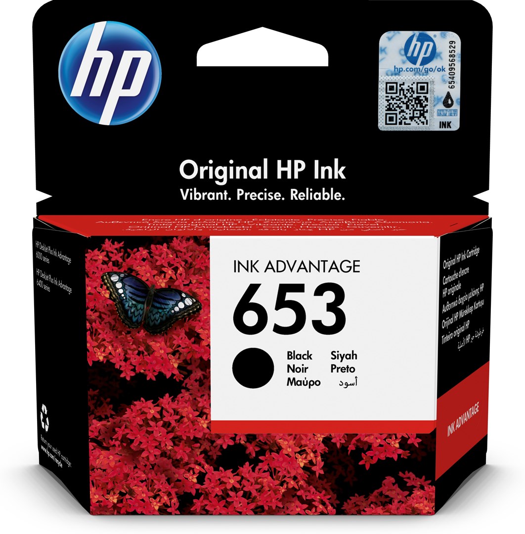 HP 653 Original črni črnilni vložek, Standard