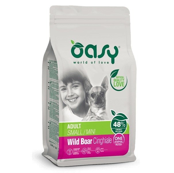 OASY One Animal Protein Adult Small/Mini Wild Boar - suha hrana za pse, 2,5kg
