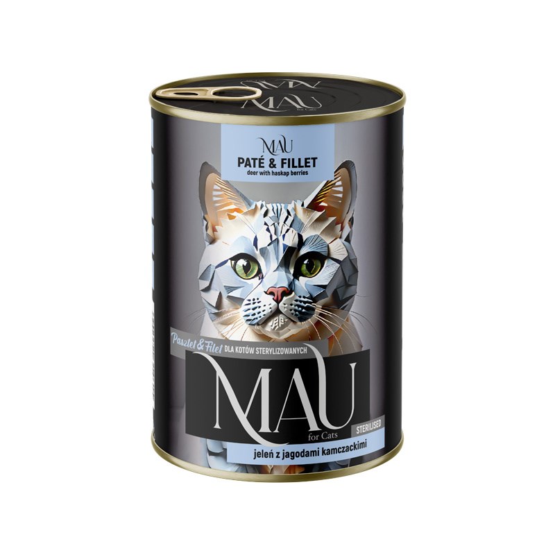 DNT MAU Mokra hrana za sterilizirane mačke - Jelen z medvejko - 400 g