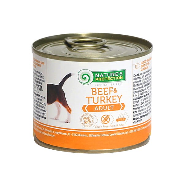 NATURE'S PROTECTION Adult govedina in puran - mokra hrana za pse - 200 g