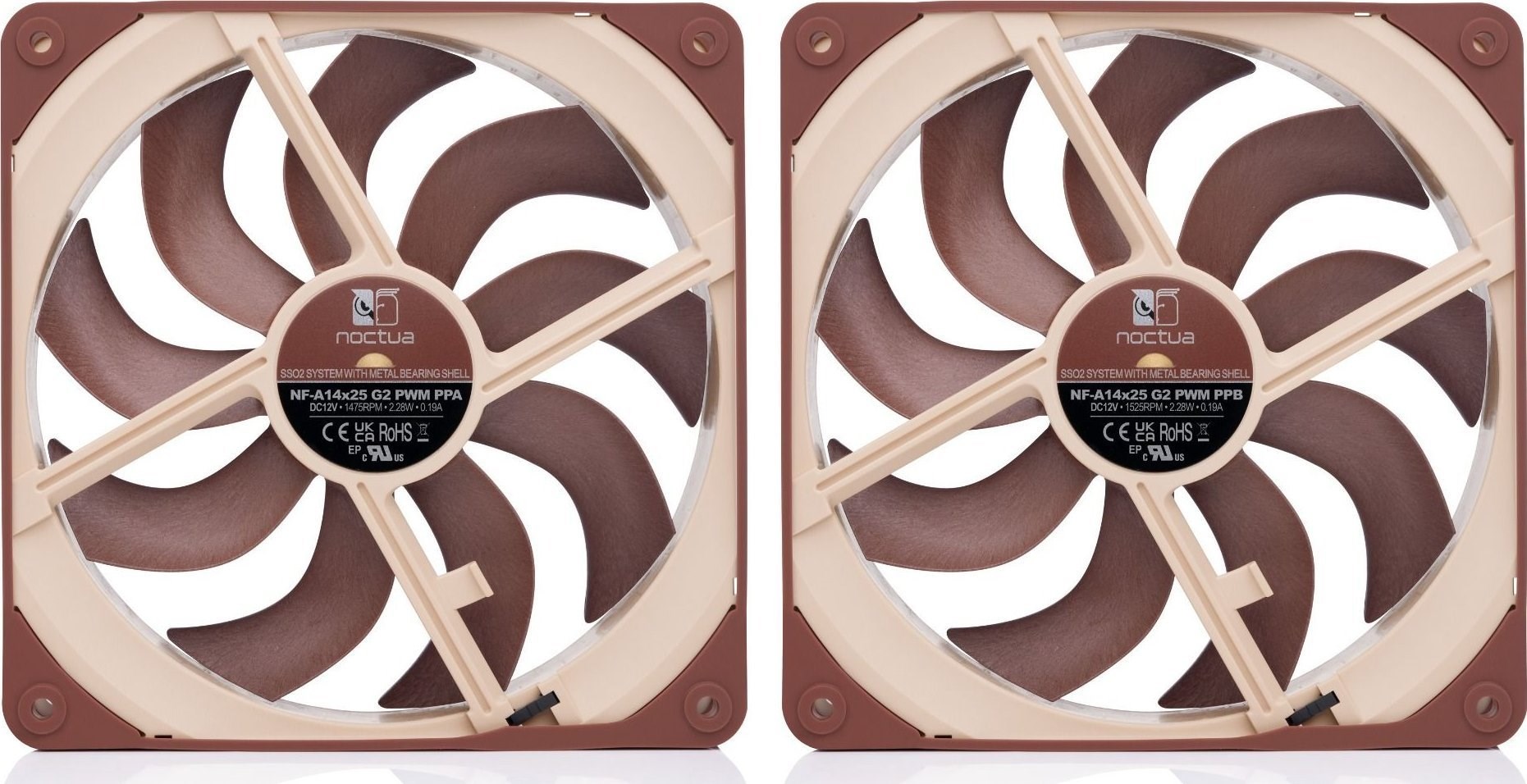Noctua NF-A14x25 G2 PWM Sx2 komplet ventilatorjev 140mm