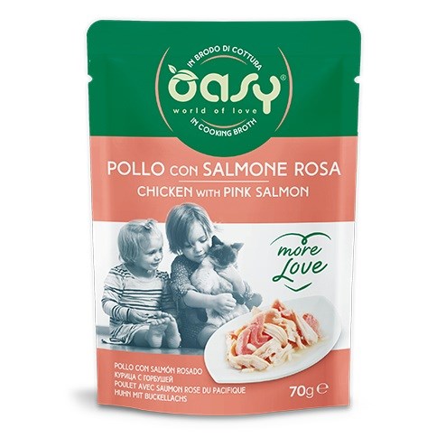 OASY More Love Piščanec z lososom - mokra hrana za mačke - 70g