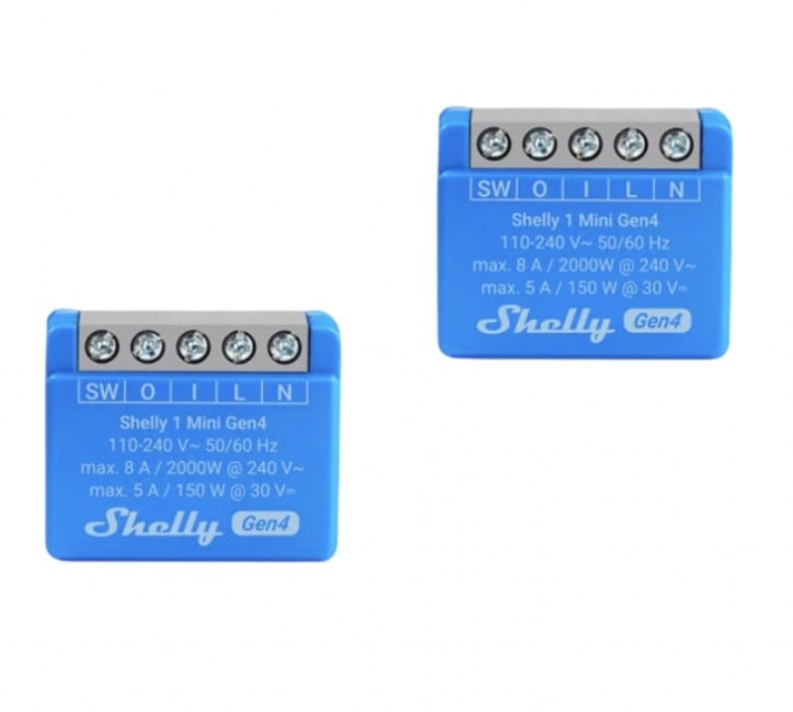 SHELLY 1 Mini Gen4 pametni stikal, modro (2 kosa)