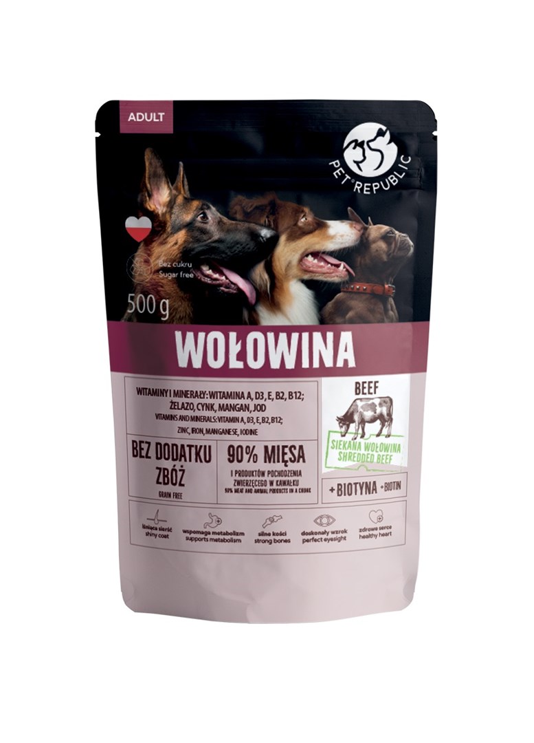 PTR PET REPUBLIC Govedina za odrasle pse - mokra hrana - 500g