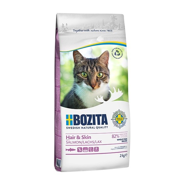BOZITA Hair & Skin losos - suha hrana za mačke - 2kg