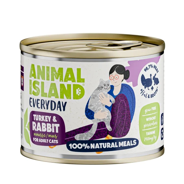 ANIMAL ISLAND Everyday Mokra hrana za mačke - puran in zajec - 200g