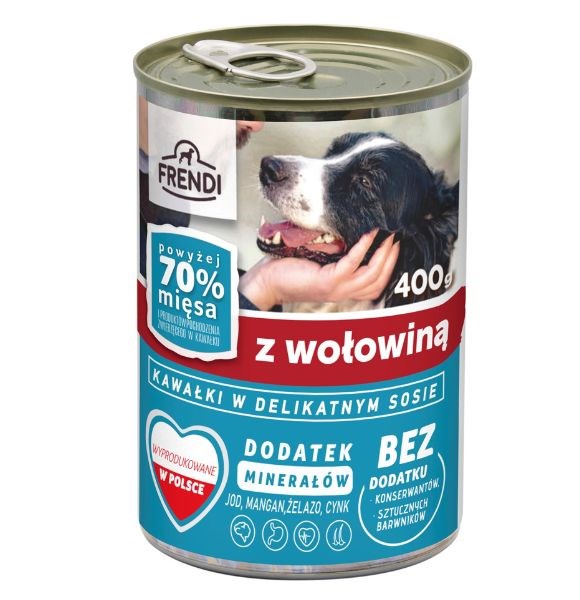 FRENDI – mokra hrana za pse, goveji koščki v nežni omaki, 400g
