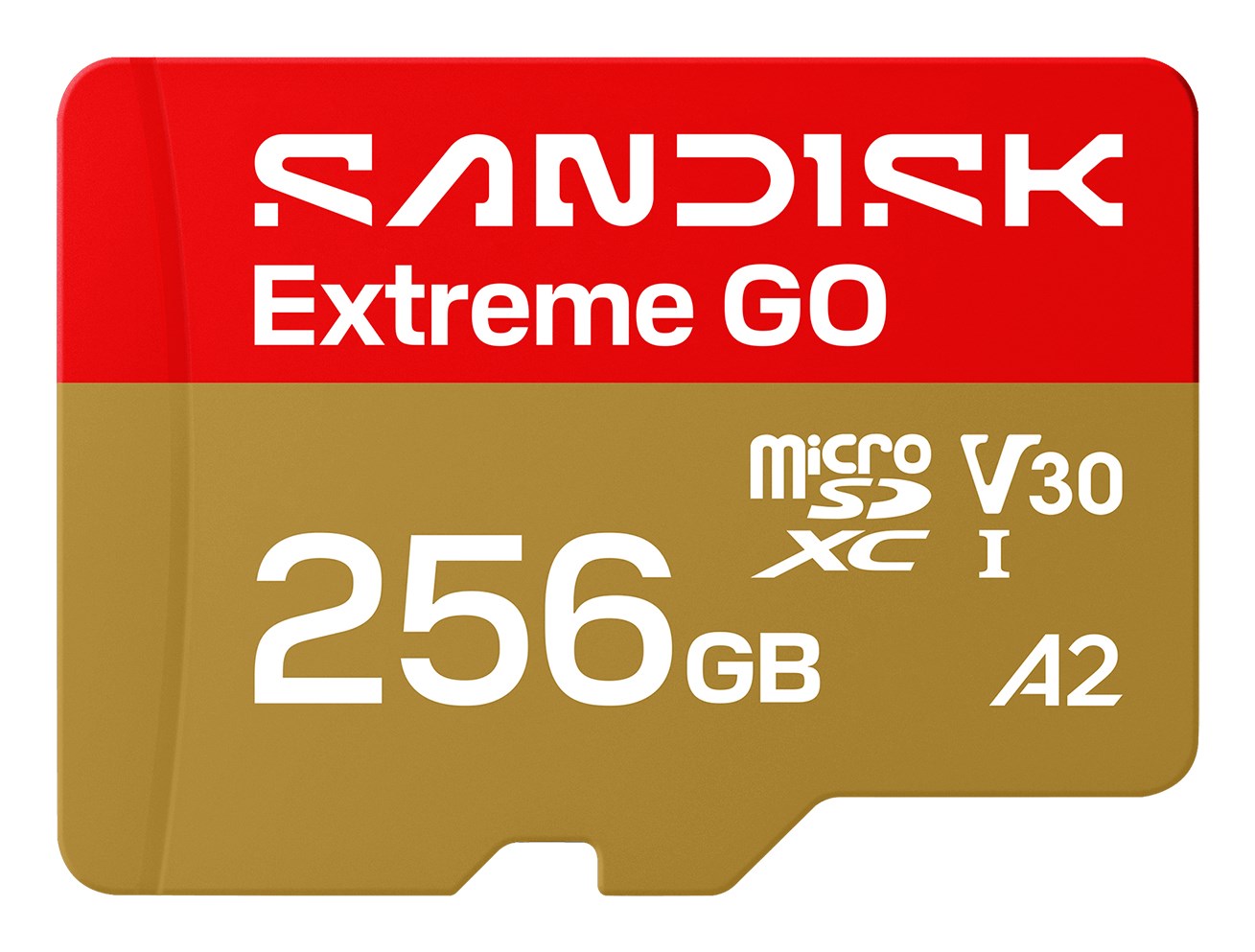 SanDisk Extreme GO MicroSDXC 256 GB UHS-I U3 A2, rdeča/zlat