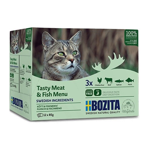 BOZITA Tasty meat & fish menu v želeju Pasja hrana - 12x85g